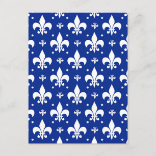 Blauw achtergrond Fleur-de-lis patroonontwerp Briefkaart