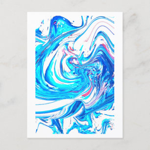 Blauw Acryl Schilderen Abstract Splatter Swirl Briefkaart