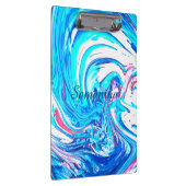 Blauw Acryl Schilderen Abstract Splatter Swirl Klembord (Rechts)