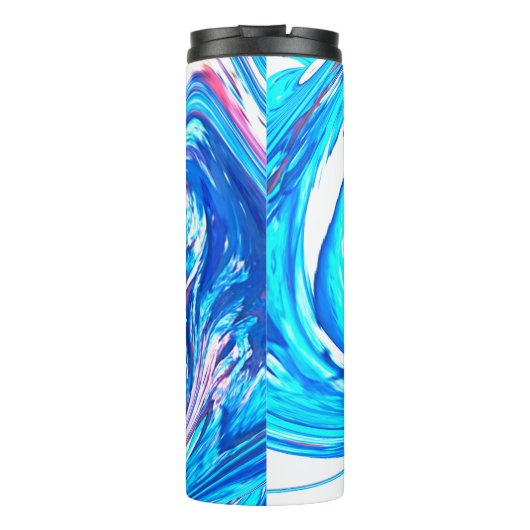Blauw Acryl Schilderen Abstract Splatter Swirl Thermosbeker (Achterkant)