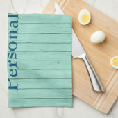 Blauw Afbeelding van hout personaliseren Theedoek (Quarter Fold)