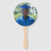 Blauw Afstudeerder Pet Afstuderen Foto hand Fan Handwaaier (Achterkant)
