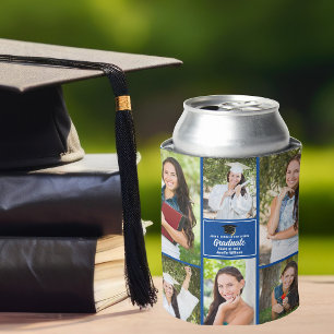Blauw afstudeerfoto-collage Modern 2026 Afstuderen Blikjeskoeler