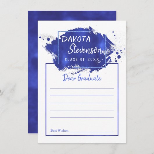 Blauw Afstuderen | Advies van Paint Splatter Afstu Kaart (Voorkant / Achterkant)