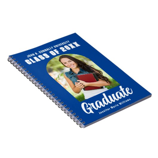 Blauw Afstuderen Foto Modern Afstuderen Keepsake Notitieboek (Rechterzijde)