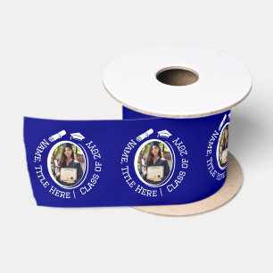 Blauw Afstuderen Foto, Pet en Tassel en Diploma Lint