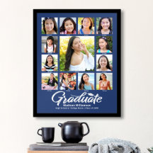 Blauw Afstuderen K-12 Fotocollage Script Modern