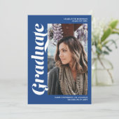 Blauw afstuderen script 3 foto afstuderen kaart (Staand voorkant)