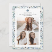 Blauw Afstuderen van Floral Kaart (Achterkant)