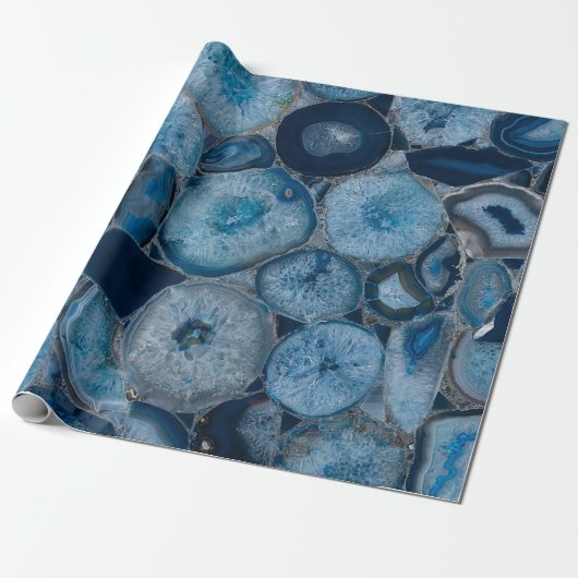 Blauw Agate Cadeaupapier (Uitgerold)