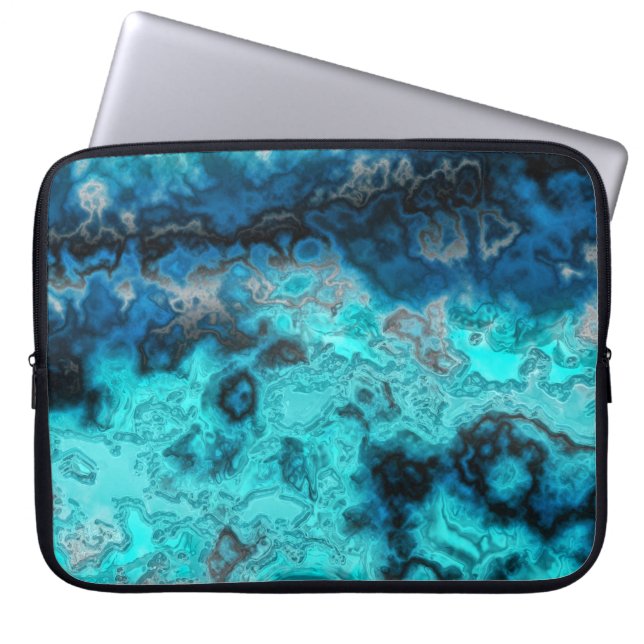 Blauw Agate Laptop Sleeve (Voorkant)