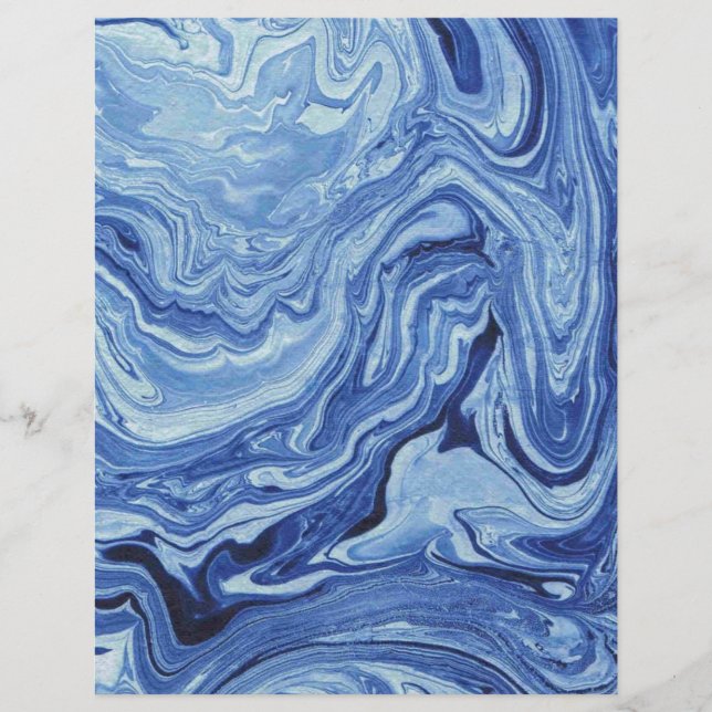 Blauw Agate Marble Pattern Swirl Arts & Craft Pape (Voorkant)