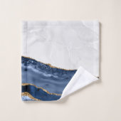 Blauw Agate op marmer met goud Bad Handdoek (Wasdoekje)