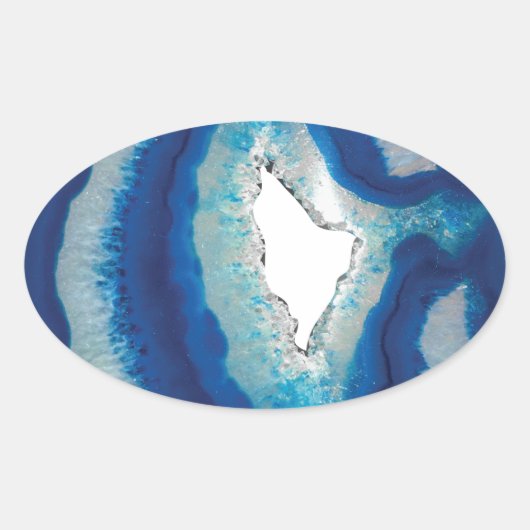Blauw Agate Ovale Sticker (Voorkant)
