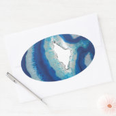 Blauw Agate Ovale Sticker (Envelop)