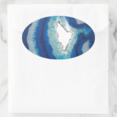 Blauw Agate Ovale Sticker (Tas)