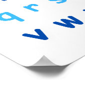Blauw alfabet kleine letters Leraar Kinder kamer Poster (Hoek)