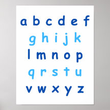 Blauw alfabet kleine letters Leraar Kinder kamer