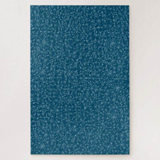 Blauw Alien Design Jigzaag Puzzle Legpuzzel (Verticaal)