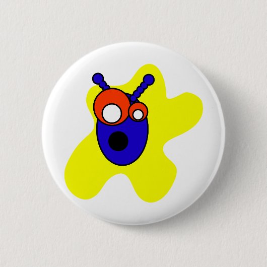 Blauw Alien-hoofd Ronde Button 5,7 Cm (Voorkant)