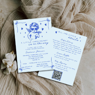 Blauw All In One Valentijn Cupido Jongen Baby Show Kaart