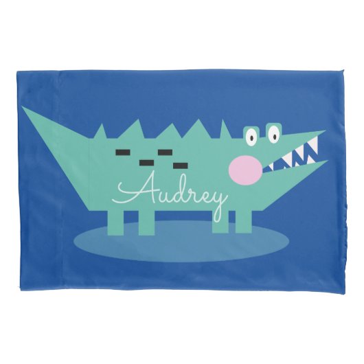 Blauw Alligator Name Pillow-Hoesje Kussensloop (Voorkant)