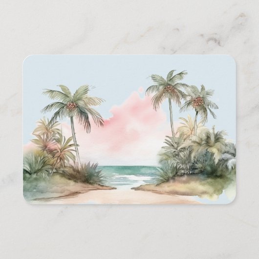 Blauw Aloha Beach Ocean Palm Trees Tropical RSVP Informatiekaartje (Achterkant)
