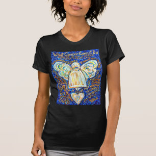 Blauw &amp; Gold Cancer Angel - Groot T-shirt