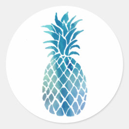 blauw anananasontwerp ronde sticker