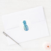 blauw anananasontwerp ronde sticker (Envelop)