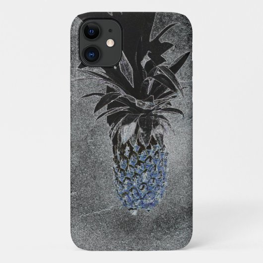 Blauw Ananas Asfalt Textuur iPhone 11 Hoesje (Achterkant)