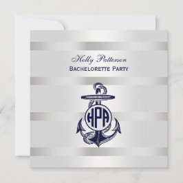 Blauw Anchor Silver White Navy Circle Monogram 33 Kaart