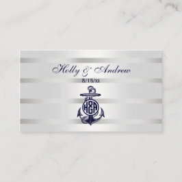 Blauw Anchor Silver White Navy Circle Monogram 33 Plaatskaartje