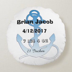 Blauw Anker Gepersonaliseerde Baby Boy Kussen