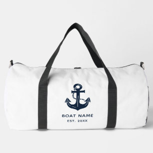 Blauw Anker Gepersonaliseerde Bootnaam Plunjezak