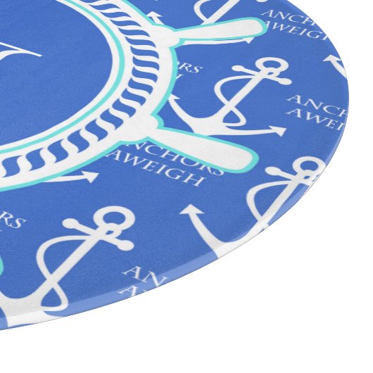 Blauw anker kustmonogram snijplank (Hoek)