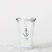 blauw anker met touw gepersonaliseerd acryl drinkbeker (Achterkant)