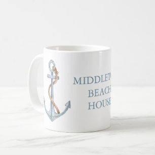 blauw anker met touw gepersonaliseerd koffiemok