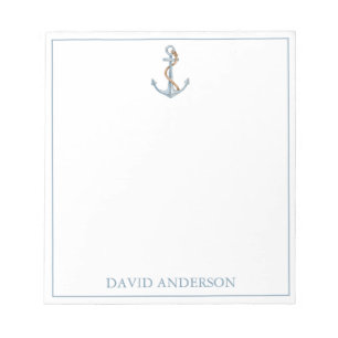 blauw anker met touw gepersonaliseerd notitieblok