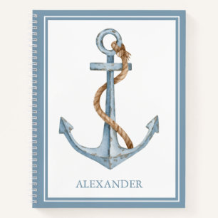  blauw anker met touw gepersonaliseerd notitieboek