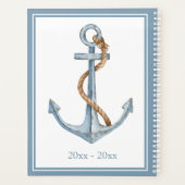  blauw anker met touw gepersonaliseerd planner (Achterkant)