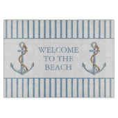 blauw anker met touw gepersonaliseerd snijplank (Voorkant)