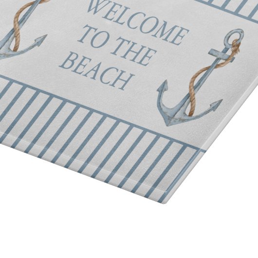 blauw anker met touw gepersonaliseerd snijplank (Hoek)