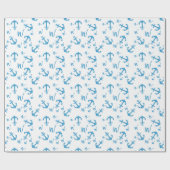Blauw Anker & Monogram Cadeaupapier (Vlak)