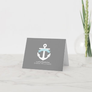 Blauw Anker Nautisch Baby shower Bedankkaart