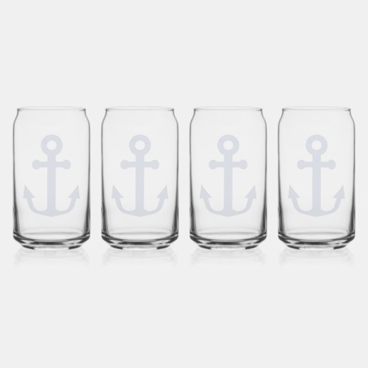 Blauw Anker Nautisch Ontwerp Blikvorm Glas (Achterkant)