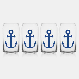 Blauw Anker Nautisch Ontwerp Blikvorm Glas