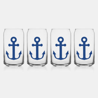 Blauw Anker Nautisch Ontwerp Blikvorm Glas