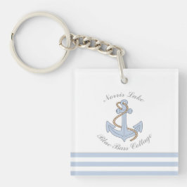 Blauw anker nautische strepen Lake Beach House Naa Sleutelhanger