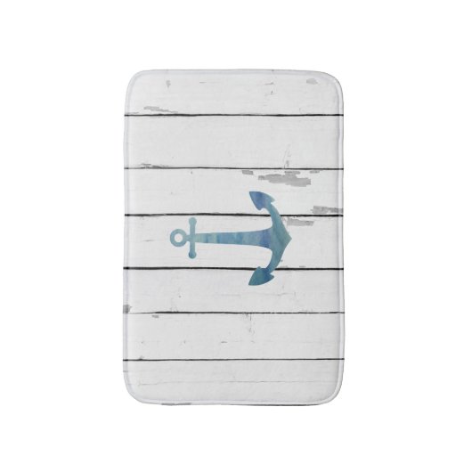 Blauw Anker Shiplap Badkamer Decor Badmat (Voorkant Verticaal)